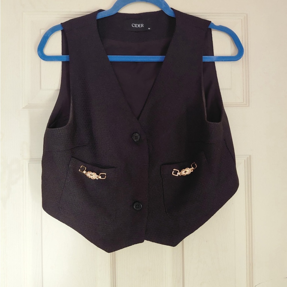 Cider Dark Vest with Gold Chains